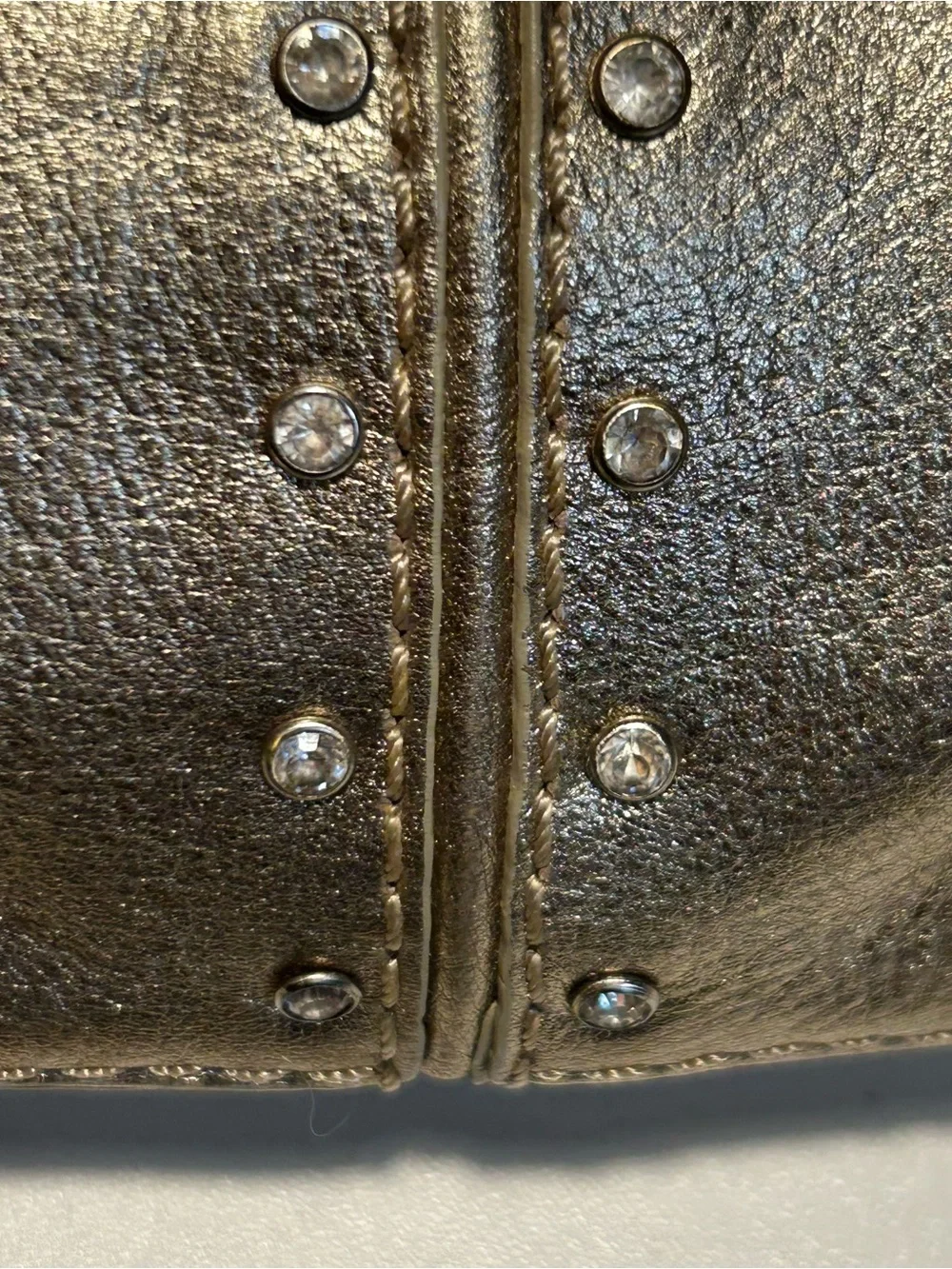 Michael Kors Y2K Gold Metallic Clutch Shoulder Bag Chain Strap Studded